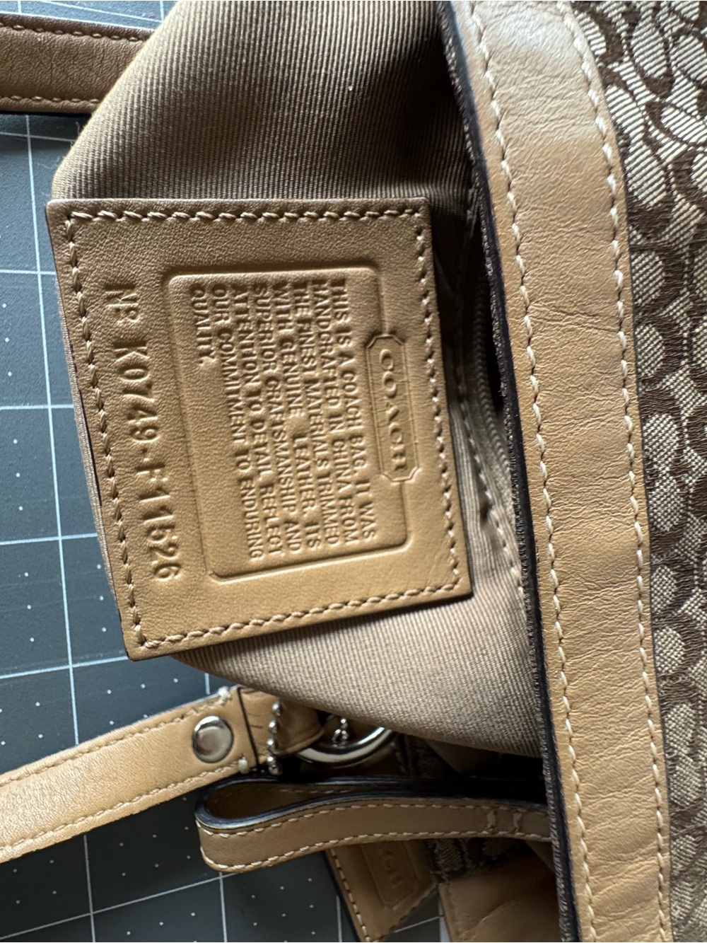 Coach Brown Signature Canvas Tote with Tan Leather Trim - Picture 10 of 16